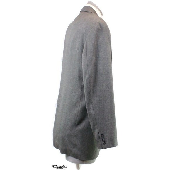 Haggar Black Label 2 Piece Suit Grey Glen Plaid 2 Btn 44L Pleated Fronts 35" W - Picture 7 of 10